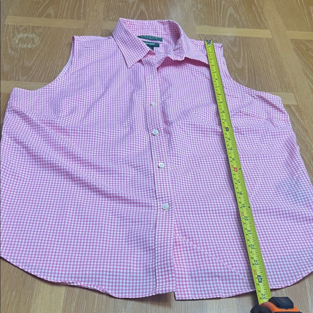 Lauren Ralph Lauren Pink Gingham Sleeveless Blouse